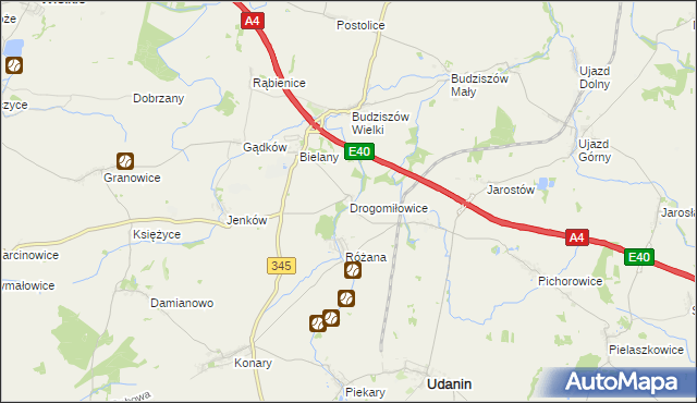 mapa Drogomiłowice, Drogomiłowice na mapie Targeo