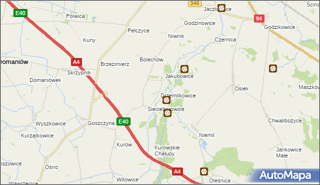 mapa Drzemlikowice, Drzemlikowice na mapie Targeo