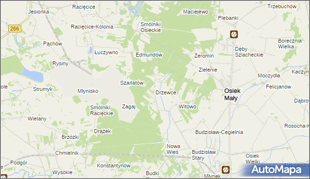 mapa Drzewce gmina Osiek Mały, Drzewce gmina Osiek Mały na mapie Targeo