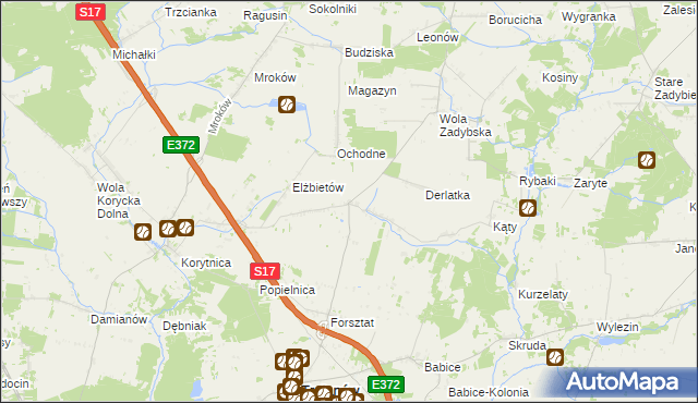 mapa Dudki gmina Trojanów, Dudki gmina Trojanów na mapie Targeo
