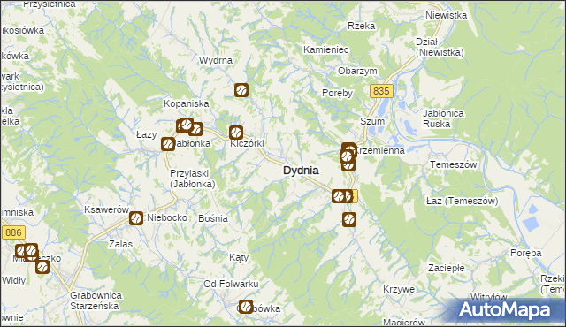 mapa Dydnia, Dydnia na mapie Targeo