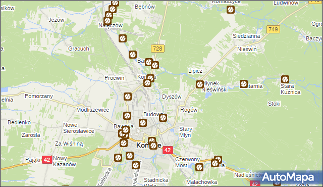 mapa Dyszów, Dyszów na mapie Targeo