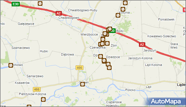 mapa Działy gmina Lądek, Działy gmina Lądek na mapie Targeo