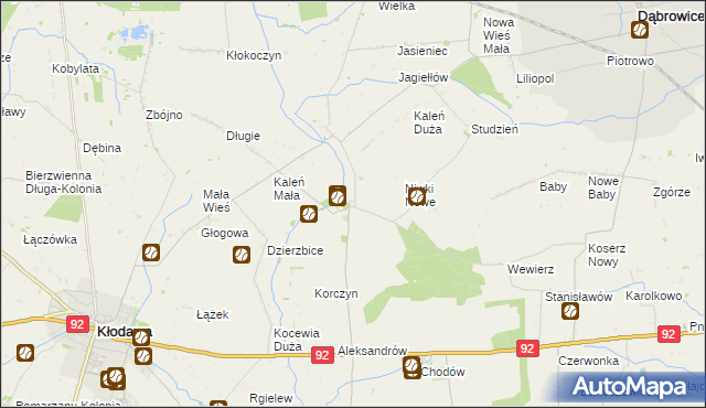 mapa Dzierzbice Osada, Dzierzbice Osada na mapie Targeo