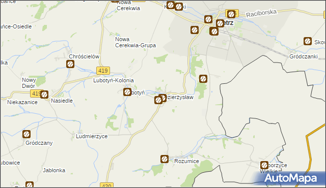 mapa Dzierżysław gmina Kietrz, Dzierżysław gmina Kietrz na mapie Targeo