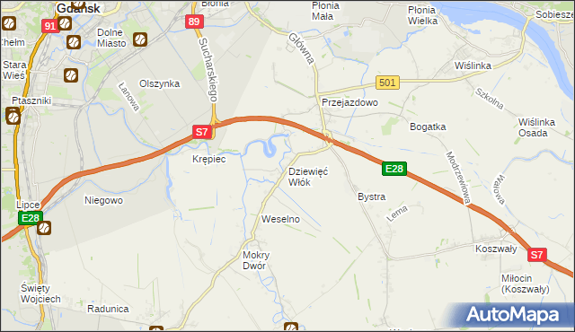 mapa Dziewięć Włók, Dziewięć Włók na mapie Targeo