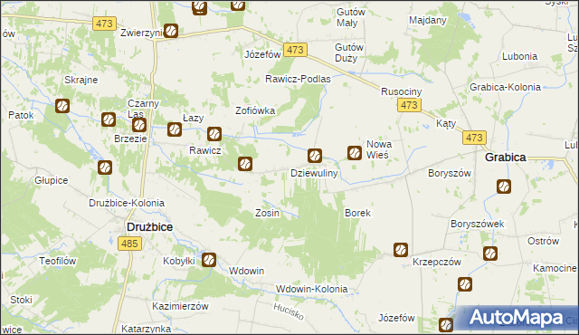 mapa Dziewuliny, Dziewuliny na mapie Targeo