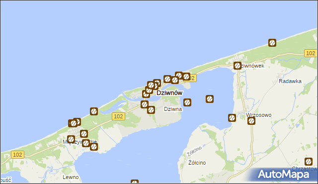 mapa Dziwnów, Dziwnów na mapie Targeo