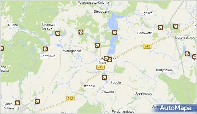 mapa Dźwierszno Małe, Dźwierszno Małe na mapie Targeo