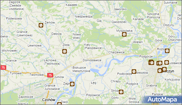 mapa Faliszewice, Faliszewice na mapie Targeo