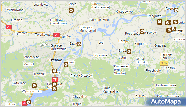 mapa Filipowice gmina Zakliczyn, Filipowice gmina Zakliczyn na mapie Targeo