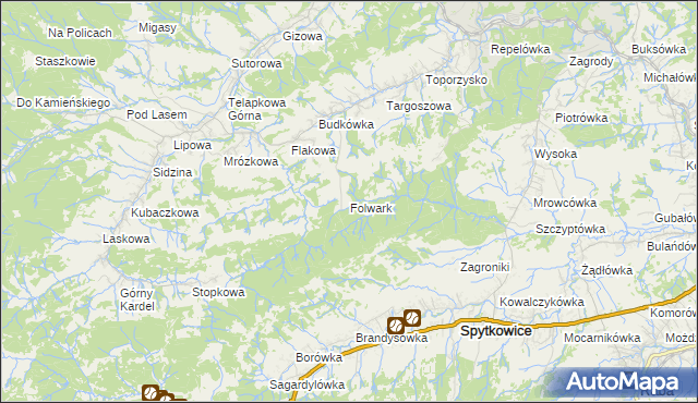 mapa Folwark gmina Jordanów, Folwark gmina Jordanów na mapie Targeo