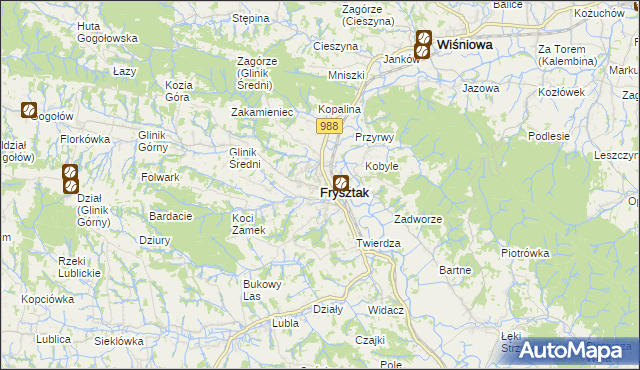 mapa Frysztak, Frysztak na mapie Targeo