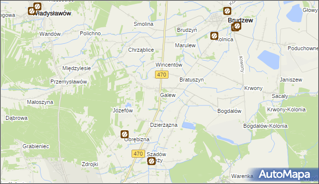 mapa Galew gmina Brudzew, Galew gmina Brudzew na mapie Targeo