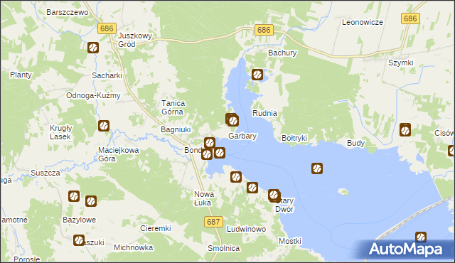 mapa Garbary gmina Michałowo, Garbary gmina Michałowo na mapie Targeo