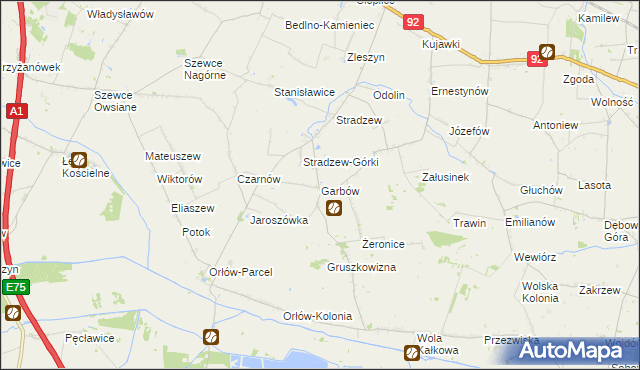 mapa Garbów gmina Bedlno, Garbów gmina Bedlno na mapie Targeo