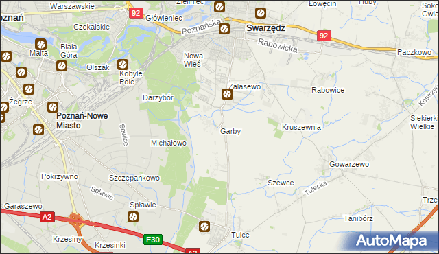 mapa Garby gmina Swarzędz, Garby gmina Swarzędz na mapie Targeo
