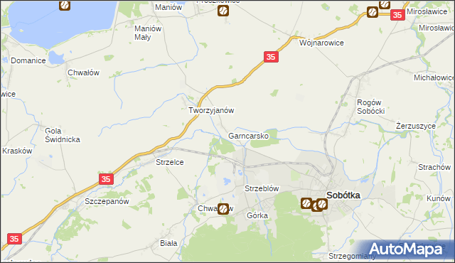 mapa Garncarsko gmina Sobótka, Garncarsko gmina Sobótka na mapie Targeo