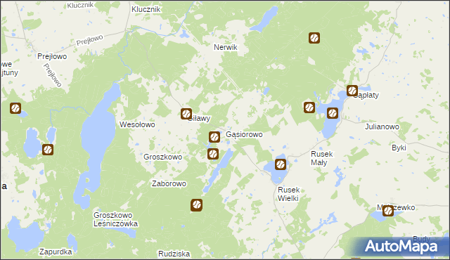 mapa Gąsiorowo gmina Purda, Gąsiorowo gmina Purda na mapie Targeo