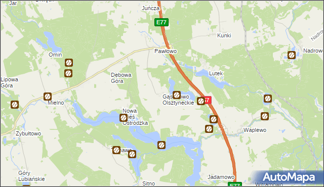 mapa Gąsiorowo Olsztyneckie, Gąsiorowo Olsztyneckie na mapie Targeo