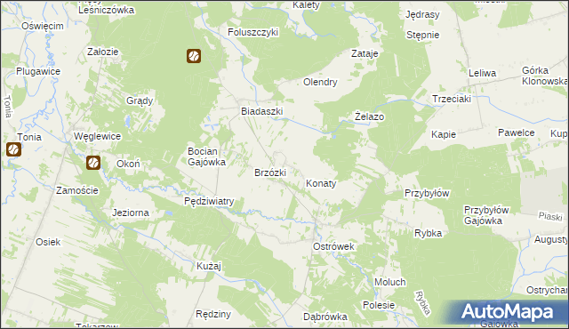 mapa Gąszcze, Gąszcze na mapie Targeo