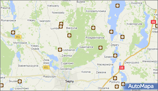 mapa Gawiniańce, Gawiniańce na mapie Targeo