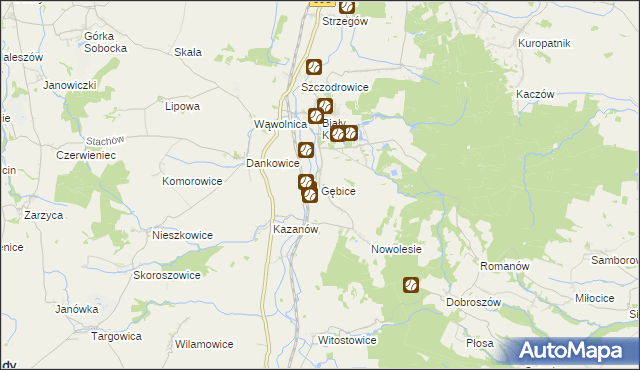 mapa Gębice gmina Strzelin, Gębice gmina Strzelin na mapie Targeo