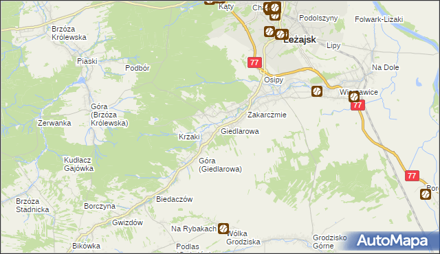 mapa Giedlarowa, Giedlarowa na mapie Targeo