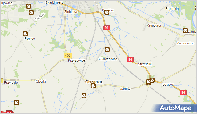 mapa Gierszowice, Gierszowice na mapie Targeo