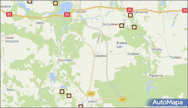 mapa Głażewo gmina Międzychód, Głażewo gmina Międzychód na mapie Targeo