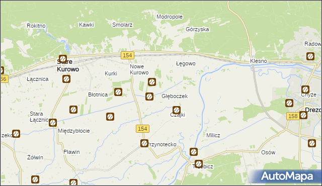 mapa Głęboczek gmina Stare Kurowo, Głęboczek gmina Stare Kurowo na mapie Targeo