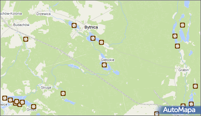 mapa Głębokie gmina Bytnica, Głębokie gmina Bytnica na mapie Targeo