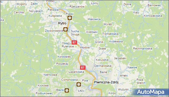 mapa Głębokie gmina Piwniczna-Zdrój, Głębokie gmina Piwniczna-Zdrój na mapie Targeo