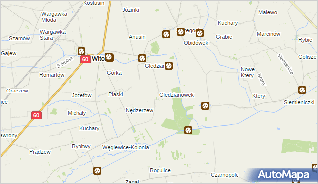 mapa Gledzianówek, Gledzianówek na mapie Targeo