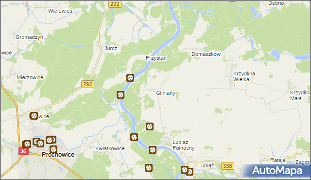 mapa Gliniany gmina Wołów, Gliniany gmina Wołów na mapie Targeo