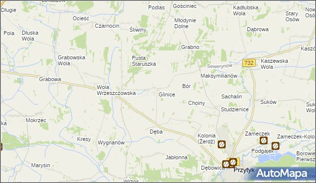 mapa Glinice gmina Przytyk, Glinice gmina Przytyk na mapie Targeo