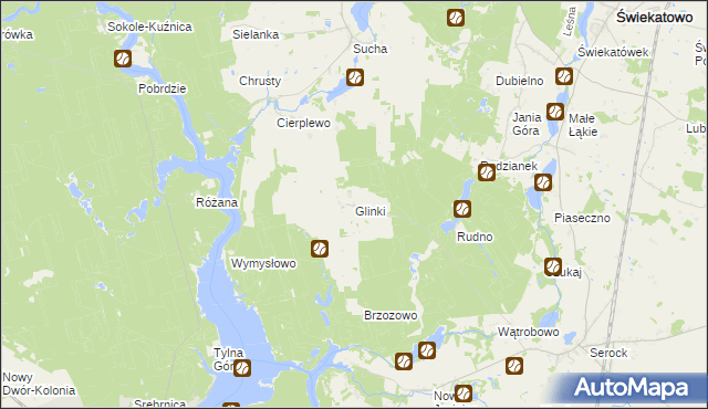 mapa Glinki gmina Koronowo, Glinki gmina Koronowo na mapie Targeo