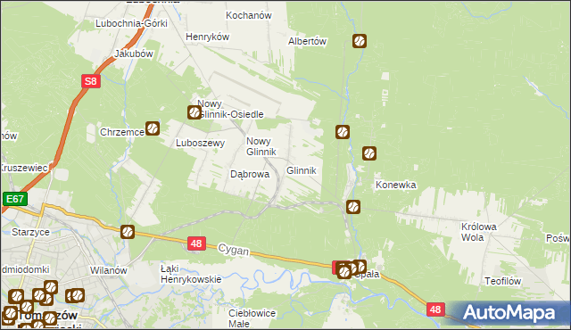 mapa Glinnik gmina Lubochnia, Glinnik gmina Lubochnia na mapie Targeo
