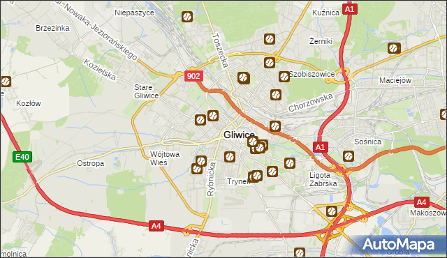 mapa Gliwic, Gliwice na mapie Targeo