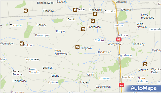 mapa Głogowa gmina Krośniewice, Głogowa gmina Krośniewice na mapie Targeo