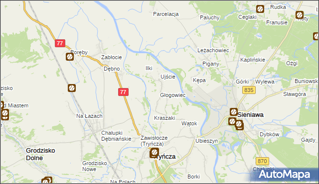 mapa Głogowiec gmina Tryńcza, Głogowiec gmina Tryńcza na mapie Targeo