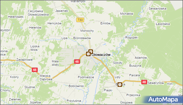 mapa Głowaczów, Głowaczów na mapie Targeo