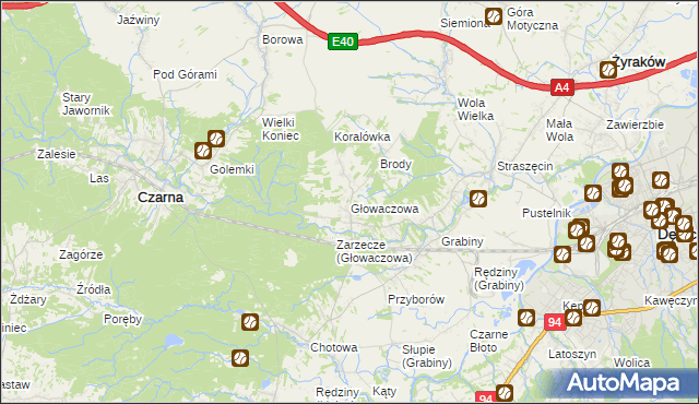 mapa Głowaczowa, Głowaczowa na mapie Targeo