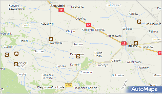 mapa Główczyn gmina Szczytniki, Główczyn gmina Szczytniki na mapie Targeo