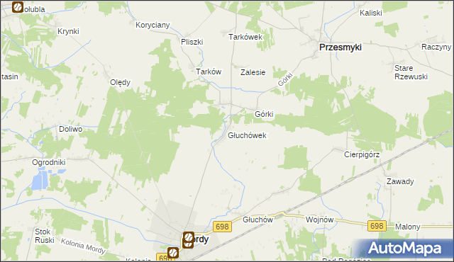 mapa Głuchówek gmina Przesmyki, Głuchówek gmina Przesmyki na mapie Targeo