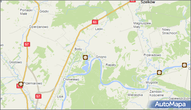 mapa Gnojno gmina Pułtusk, Gnojno gmina Pułtusk na mapie Targeo