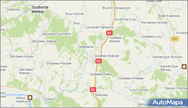 mapa Godlewo-Warsze, Godlewo-Warsze na mapie Targeo