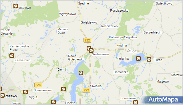 mapa Godziszewo gmina Skarszewy, Godziszewo gmina Skarszewy na mapie Targeo