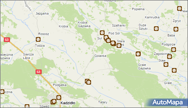 mapa Golanka gmina Kadzidło, Golanka gmina Kadzidło na mapie Targeo