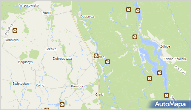 mapa Golce gmina Wałcz, Golce gmina Wałcz na mapie Targeo